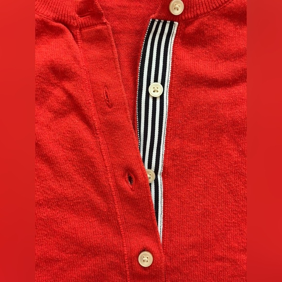 GAP Vibrant Red/Orange Women's Cardigan black white striped button trim M - Picture 3 of 3
